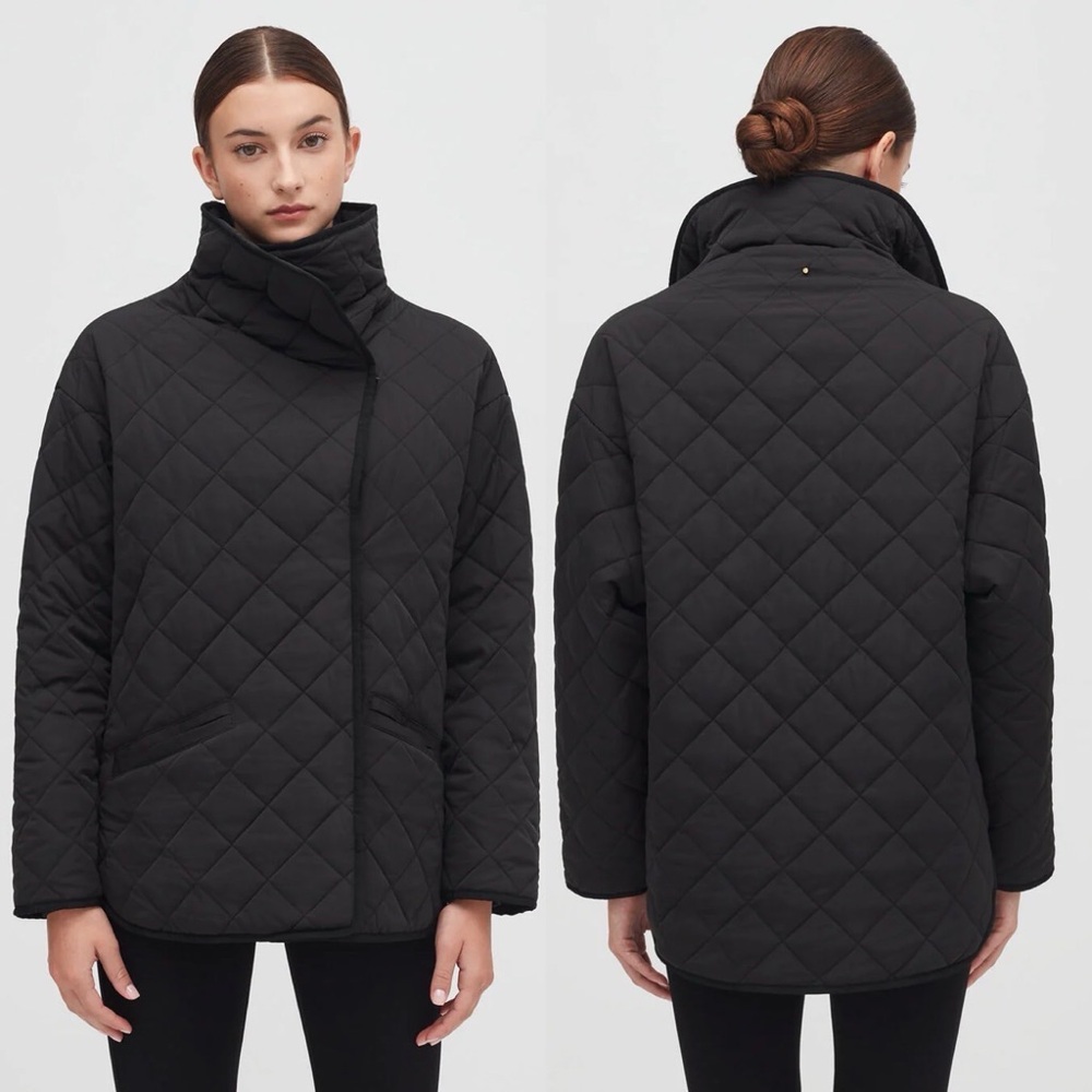 Cuyana Quilted Wrap Puffer Jacket Black